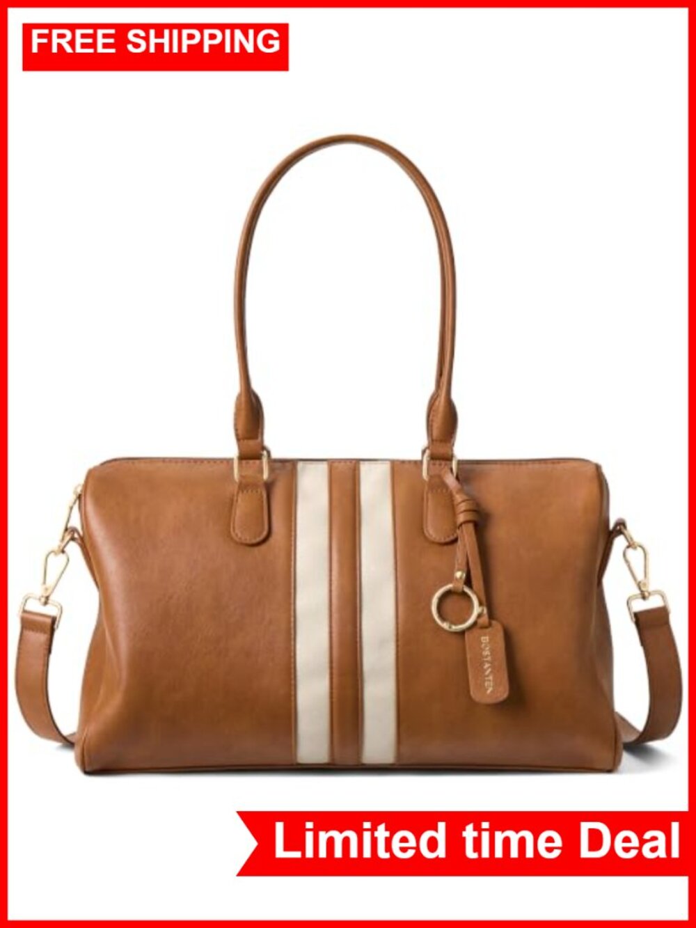 Large Satchel Handbag Faux Leather Two-Tone Shoulder Bag